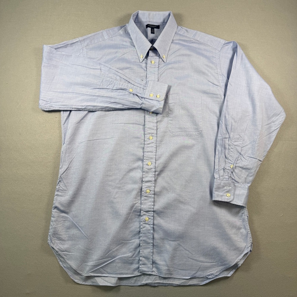 Burberry London Button Down Shirt Mens 16.5 33 Blue Oxford Cotton Made in USA